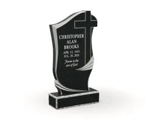 Angel Corner Upright Granite Headstone