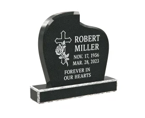 Arched Upright Granite Headstone with Vase